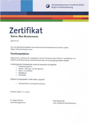 德國IHK/HWK/AHK技能證書 國際認可的技術服務金標準